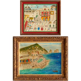 Carmelina Alberino di Capri, (2) oils on canvas