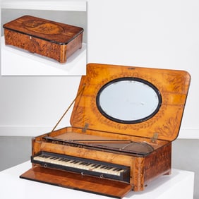 Antique Viennese virginal in penwork case