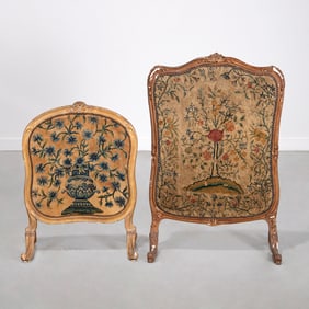 (2) Antique Louis XV style needlework screens