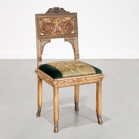 Continental Neoclassic carved, painted side chair