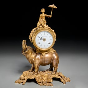 Imperial bronze and brass elephant clock