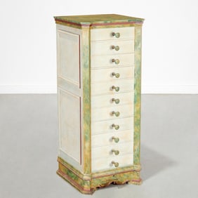Paint decorated faux marble jewelry chest