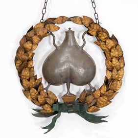 Large antique French tole and pewter ornament