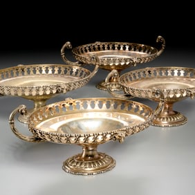 Set (4) Empire style silver plated compotes