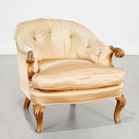Hollywood Regency tufted boudoir chair