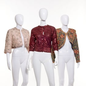 Group of vintage embellished cardigan sweaters