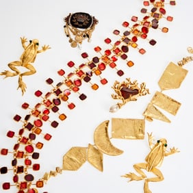Group of designer costume jewelry accessories