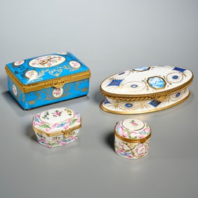 Group (5) French porcelain boxes, incl. Le Tallec
