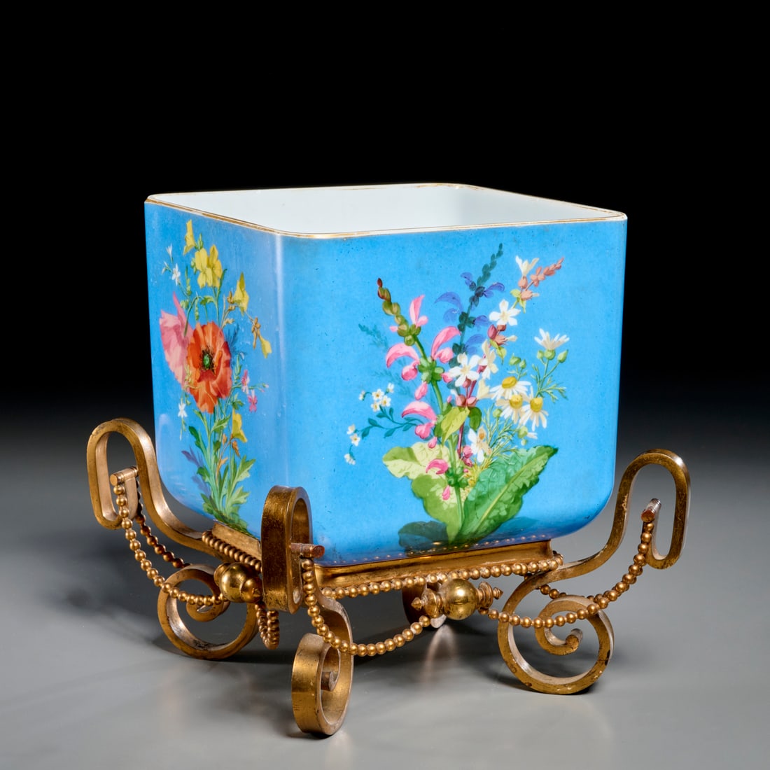 Antique Baccarat style bronze mounted cache pot (1 of 7)