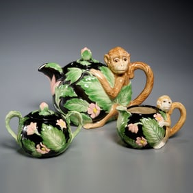 Fitz & Floyd porcelain monkey tea set