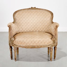 Antique Louis XVI style six-legged bergere