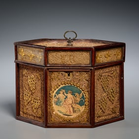 George III quillwork tea caddy