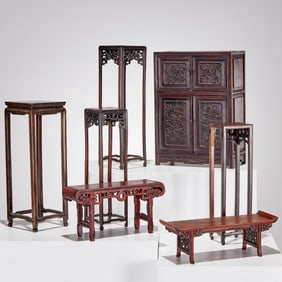 Chinese miniature hardwood furniture and stands
