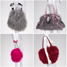 Group of funky fur handbags