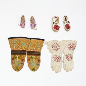 Native American gauntlet gloves and moccasins