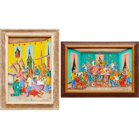 Dieudonne Rouanez, (2) oil paintings, Voodoo