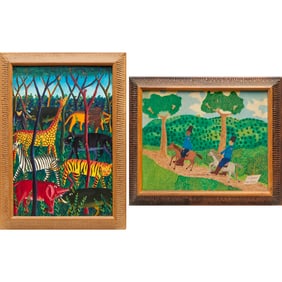 Haitian School, (2) oils on Masonite