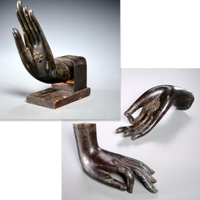 (3) Southeast Asian bronze Buddha hands