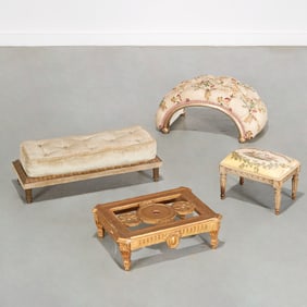 Group (4) antique French footstools