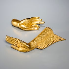 (2) Antique Gilt bronze Buddha hands