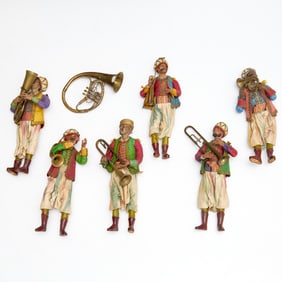 Group (6) antique Neapolitan creche musicians