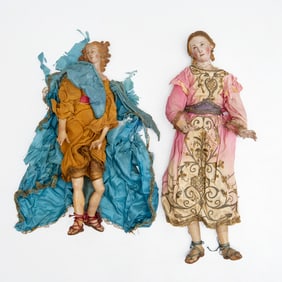 (2) Neapolitan creche figures, angels or saints