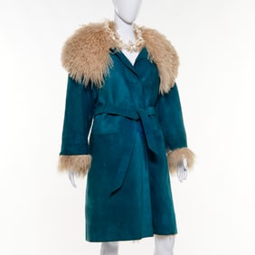 Suede and Mongolian curly lamb coat