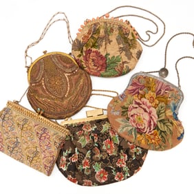 Group of vintage fabric framed bags