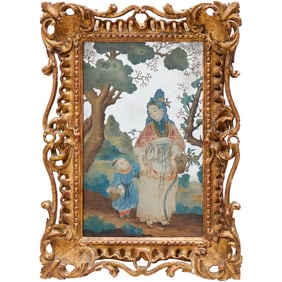 Chinese Export reverse-painted mirror