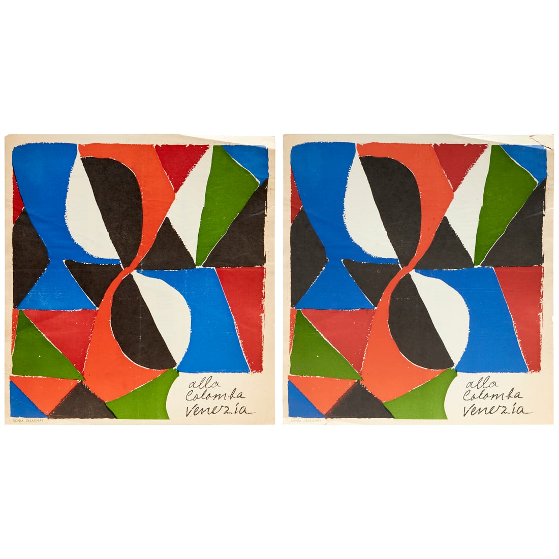 Sonia Delaunay, (2) lithographs for Venice menu (1 of 6)