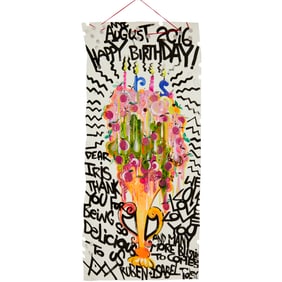 Isabel & Ruben Toledo, painted birthday poster