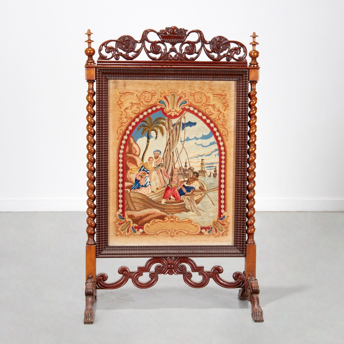 Victorian Orientalist needlework firescreen (1 of 8)