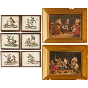 After Tenieres & Huet, (8) hand-colored engravings