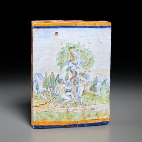 Antique Italian majolica "Adam & Eve" tile