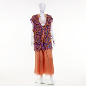 Vintage silk palazzo pants with Rara Avis vest