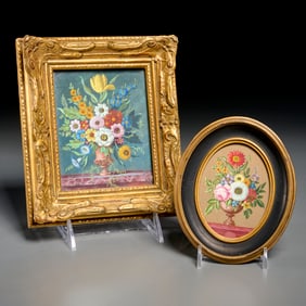 (2) Miniature still life paintings, signed Ganna