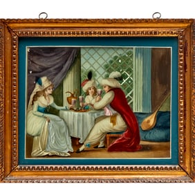 Continental School, reverse glass painting