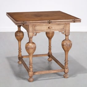 Jacobean style cerused oak extension table