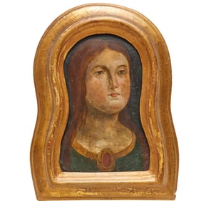 Old Master School, keyhole oil portrait