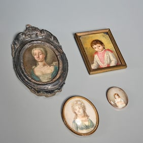 (4) Antique European portrait miniatures
