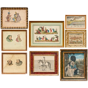 (8) antique engravings incl. Spanish Riding School