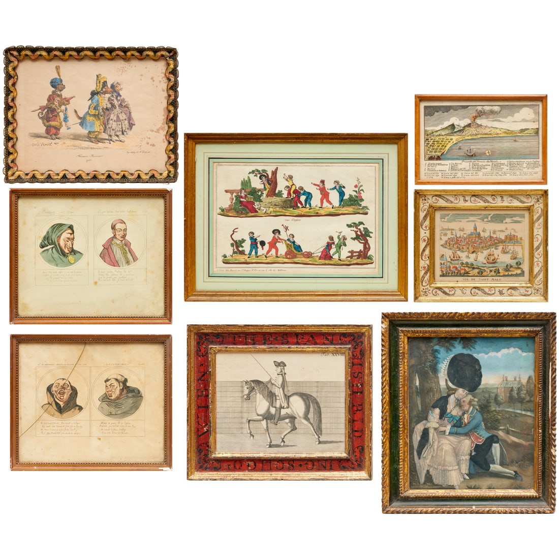 (8) antique engravings incl. Spanish Riding School (1 of 9)