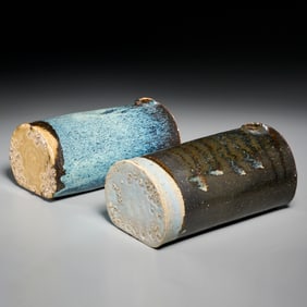 (2) Japanese stoneware pillow / bed warmers
