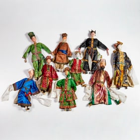 Group (9) Antique Chinese Opera puppets