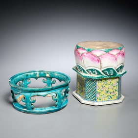 (2) Antique Chinese porcelain stands