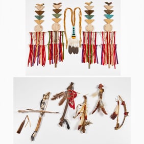 Group Native American implements and display items