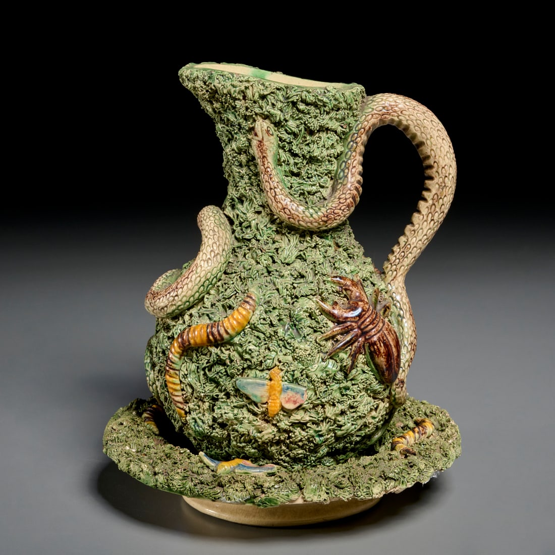 Jose Cunha Palissy ware ewer and stand (1 of 8)