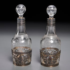 Risler & Carre silver-mounted glass decanters