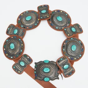 Kirk Smith silver multi stone concho belt