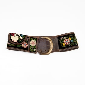 Double D Ranch embroidered leather belt